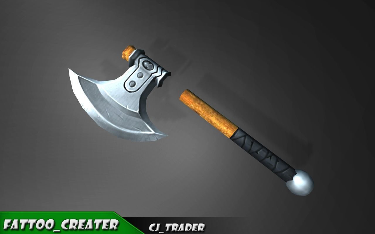 Mini Fantasy Axe Lowpoly 3D Model Low-poly 3D model_1