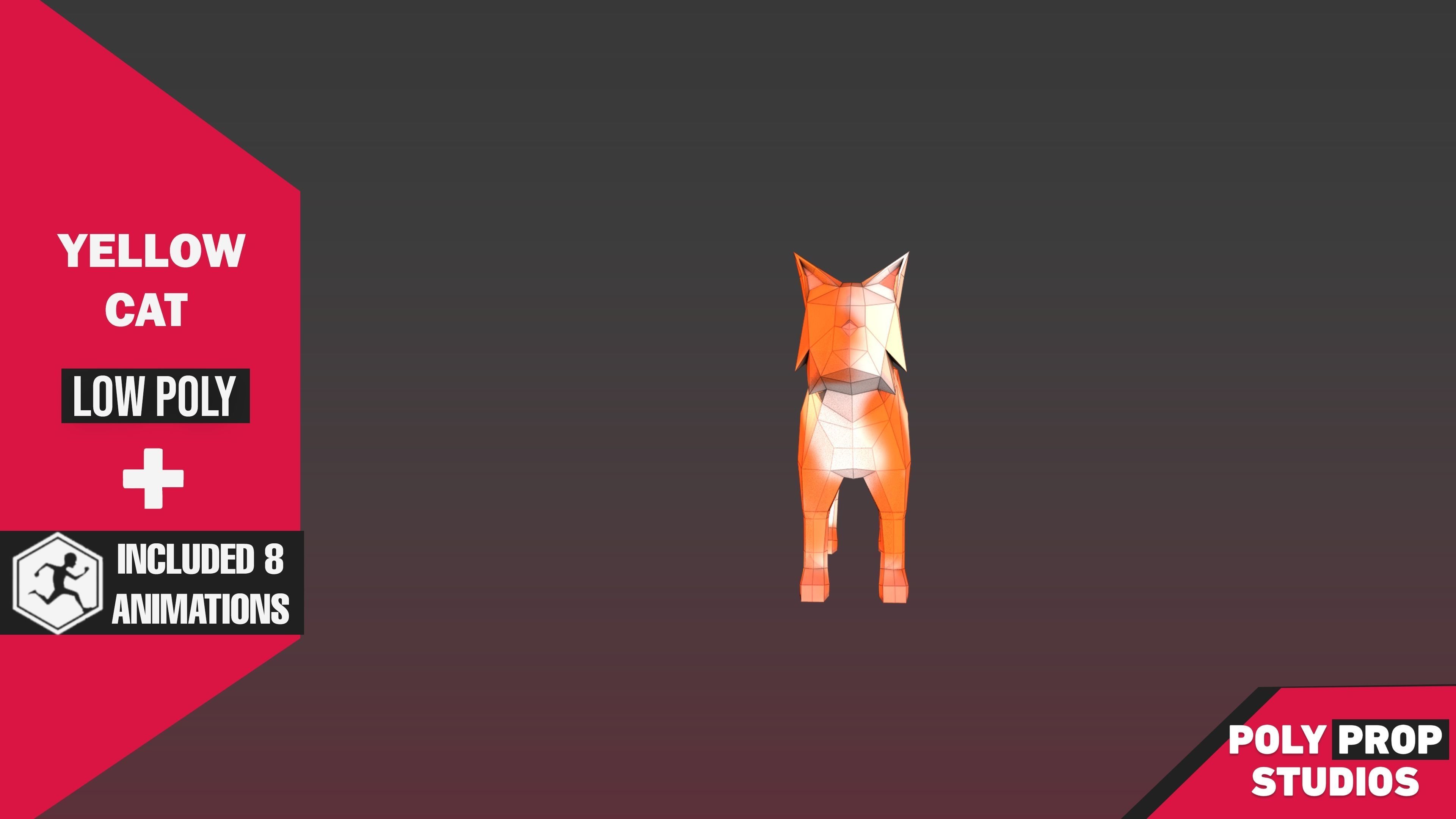 Yellow Cat Low-poly 3D model_2