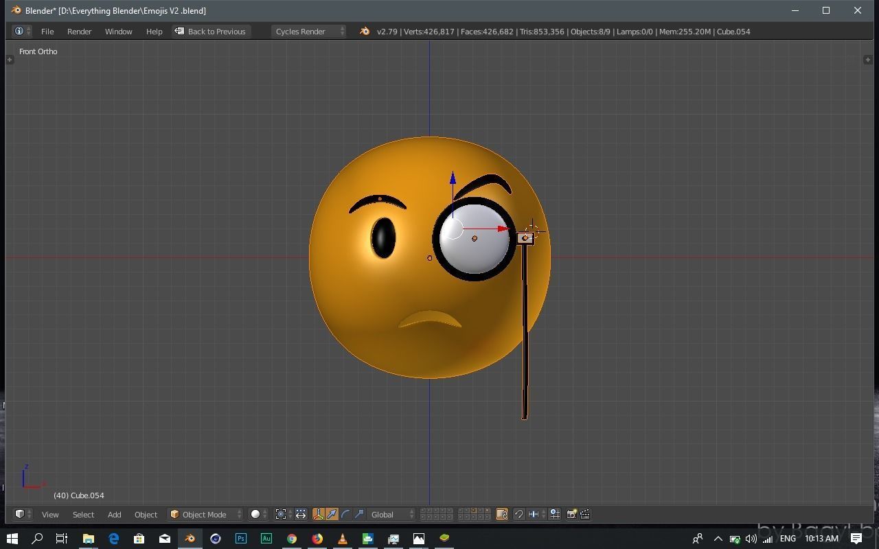 Emoji Face with Monocle 3D model_1