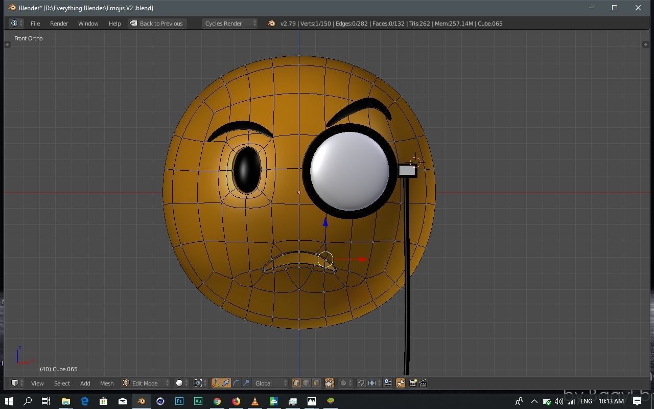 Emoji Face with Monocle 3D model_2