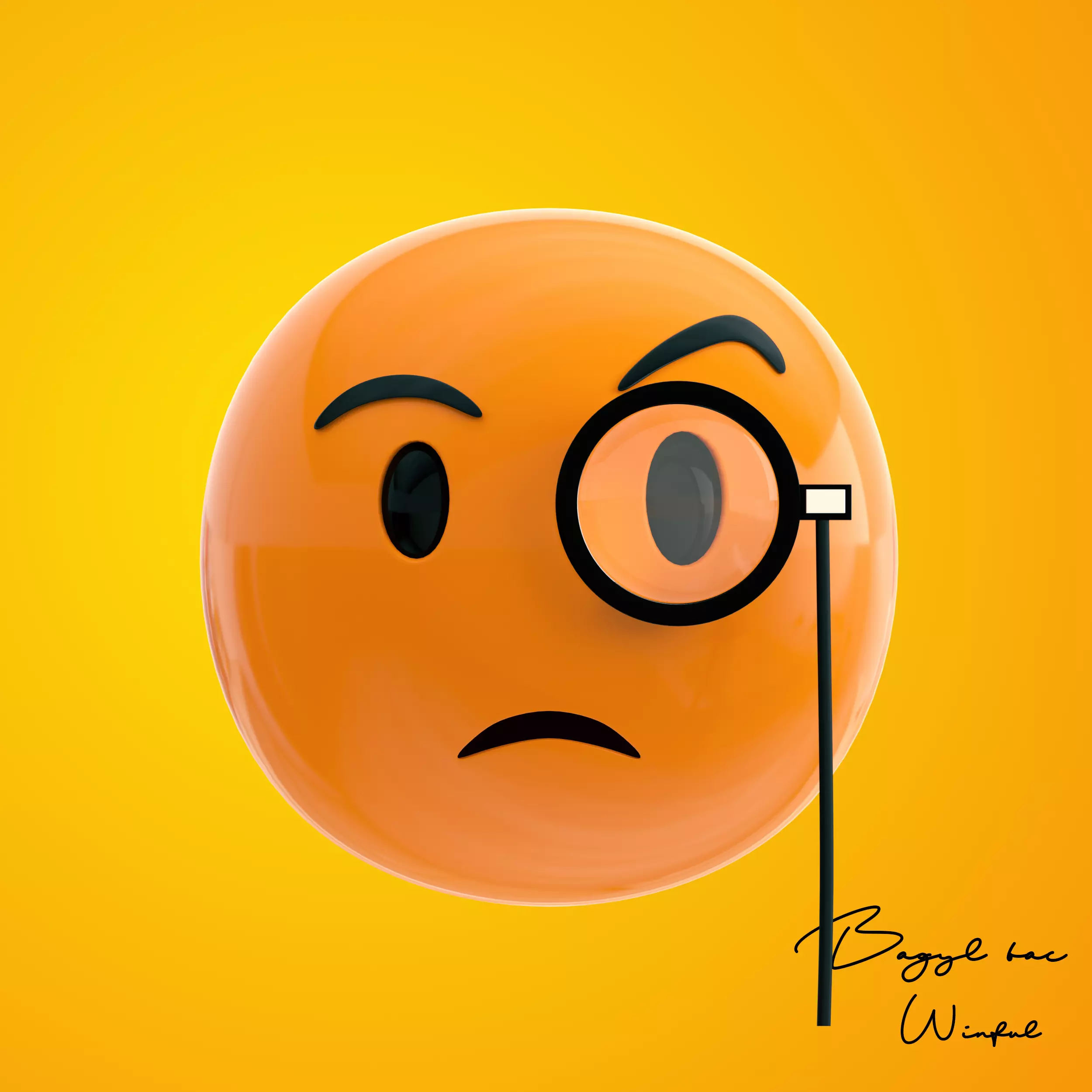 Emoji Face with Monocle 3D model_0