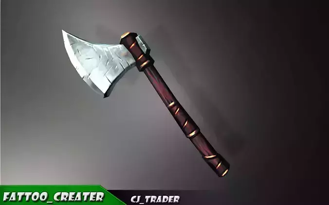 Modern Axe Fantasy Low-poly 3D Model Low-poly 3D model