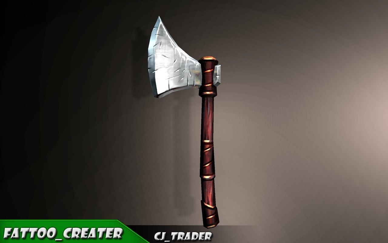 Modern Axe Fantasy Low-poly 3D Model Low-poly 3D model_2