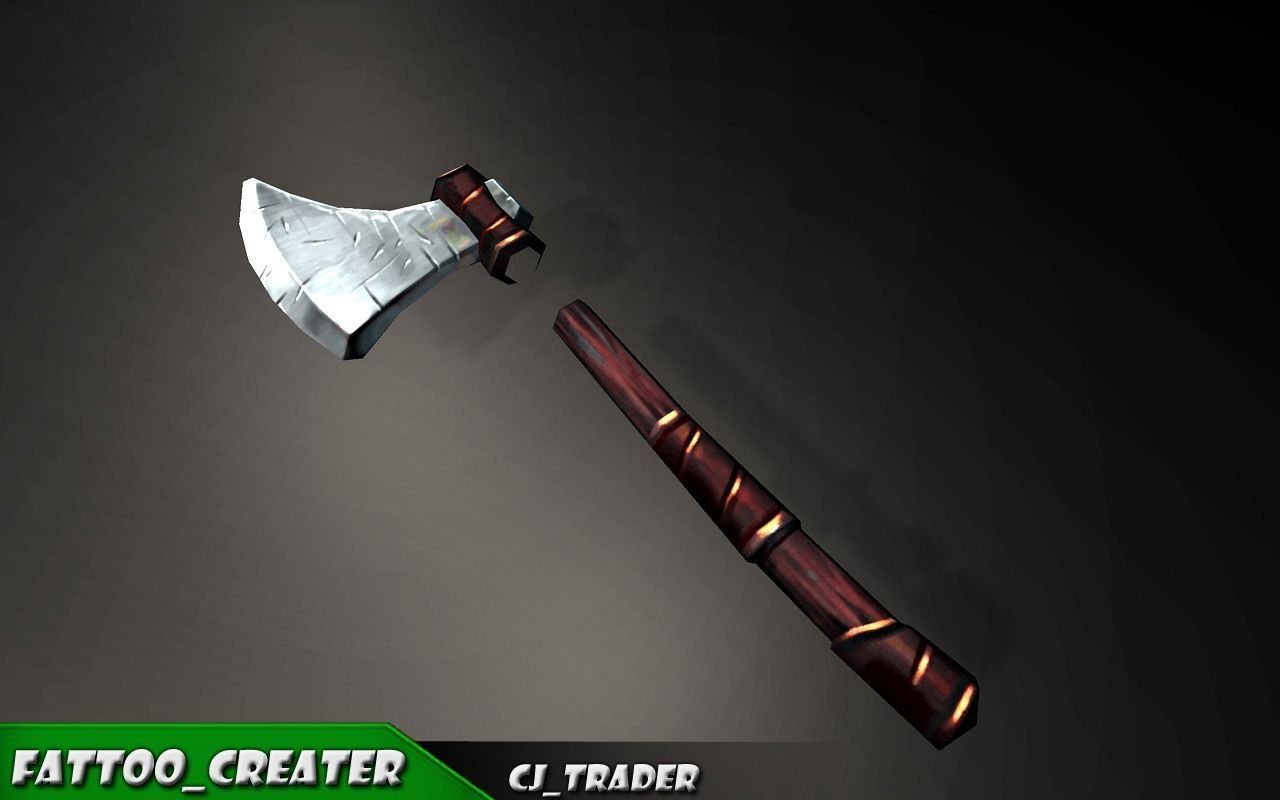 Modern Axe Fantasy Low-poly 3D Model Low-poly 3D model_1