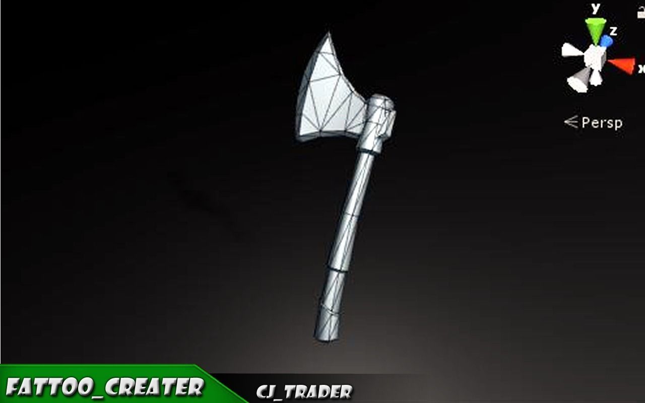 Modern Axe Fantasy Low-poly 3D Model Low-poly 3D model_5