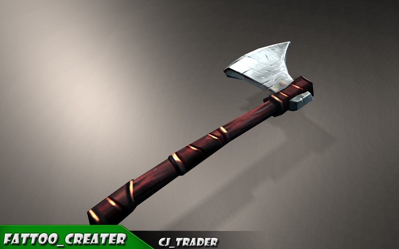 Modern Axe Fantasy Low-poly 3D Model Low-poly 3D model_3