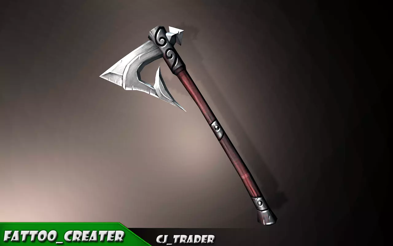 Modern Magical Axe Fantasy Low-poly 3d model Low-poly 3D model_1