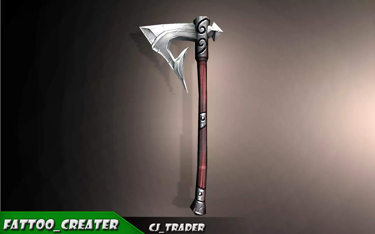 Modern Magical Axe Fantasy Low-poly 3d model Low-poly 3D model_0