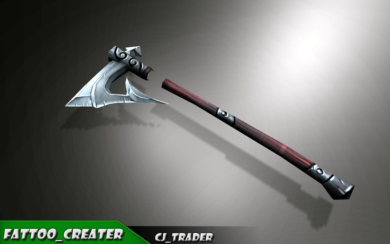 Modern Magical Axe Fantasy Low-poly 3d model Low-poly 3D model_2