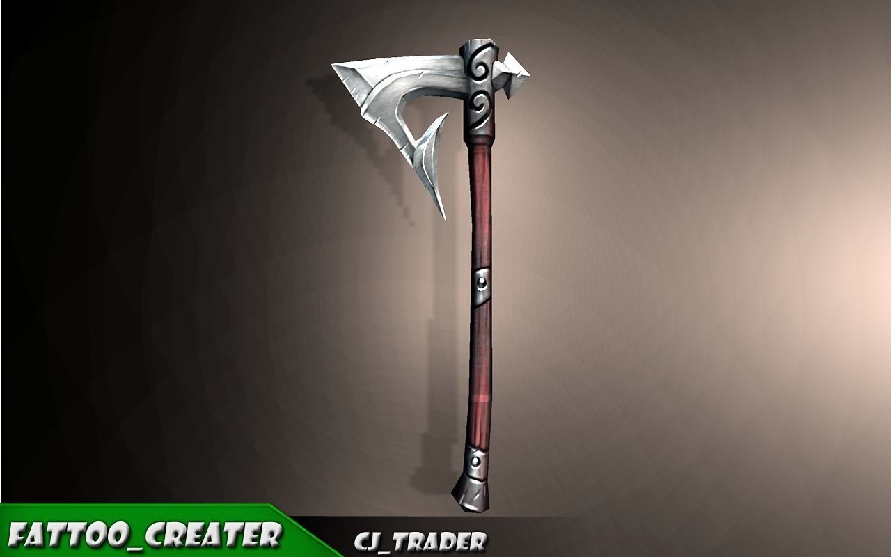 Modern Magical Axe Fantasy Low-poly 3d model Low-poly 3D model_4