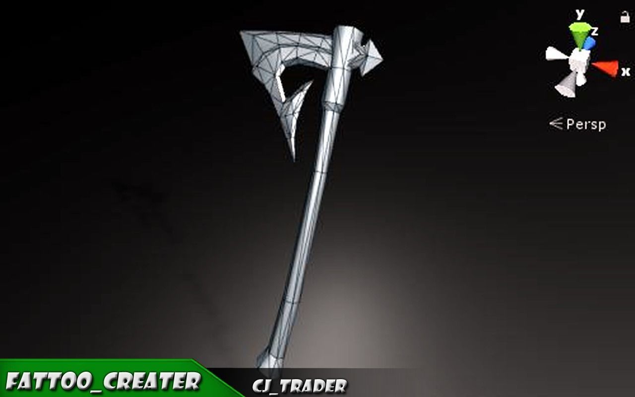 Modern Magical Axe Fantasy Low-poly 3d model Low-poly 3D model_7