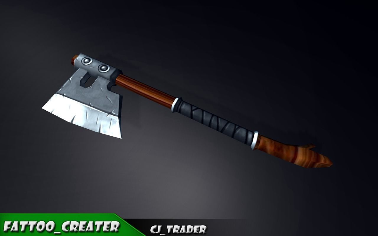 Fantasy modern axe low-poly 3d model Low-poly 3D model_1