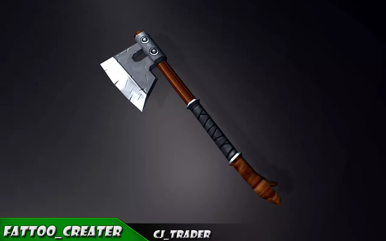 Fantasy modern axe low-poly 3d model Low-poly 3D model_0