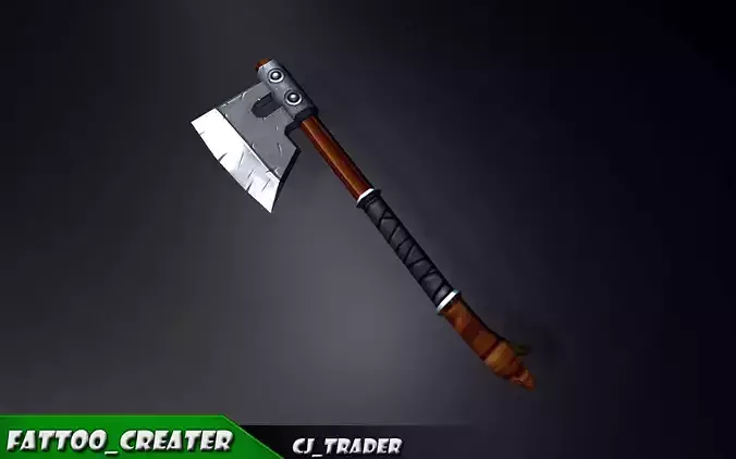 Fantasy modern axe low-poly 3d model Low-poly 3D model