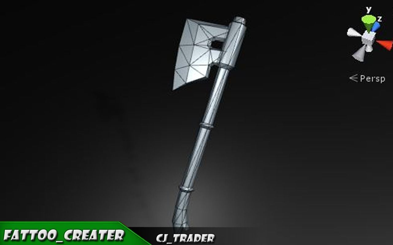 Fantasy modern axe low-poly 3d model Low-poly 3D model_5