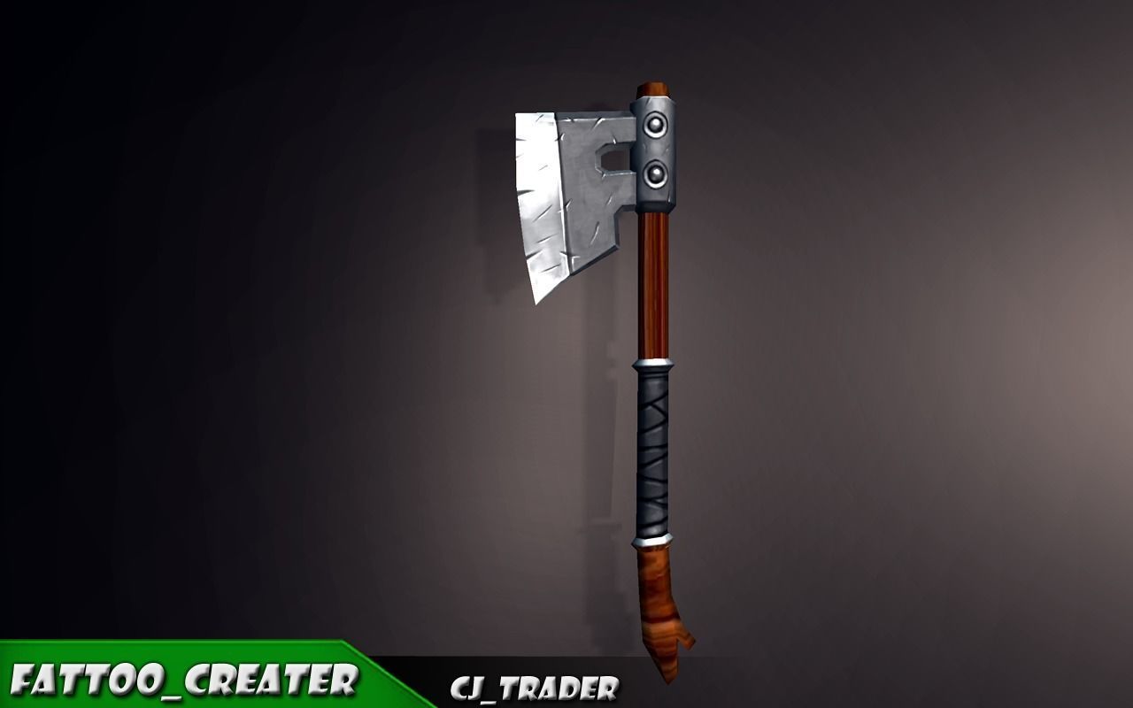 Fantasy modern axe low-poly 3d model Low-poly 3D model_3