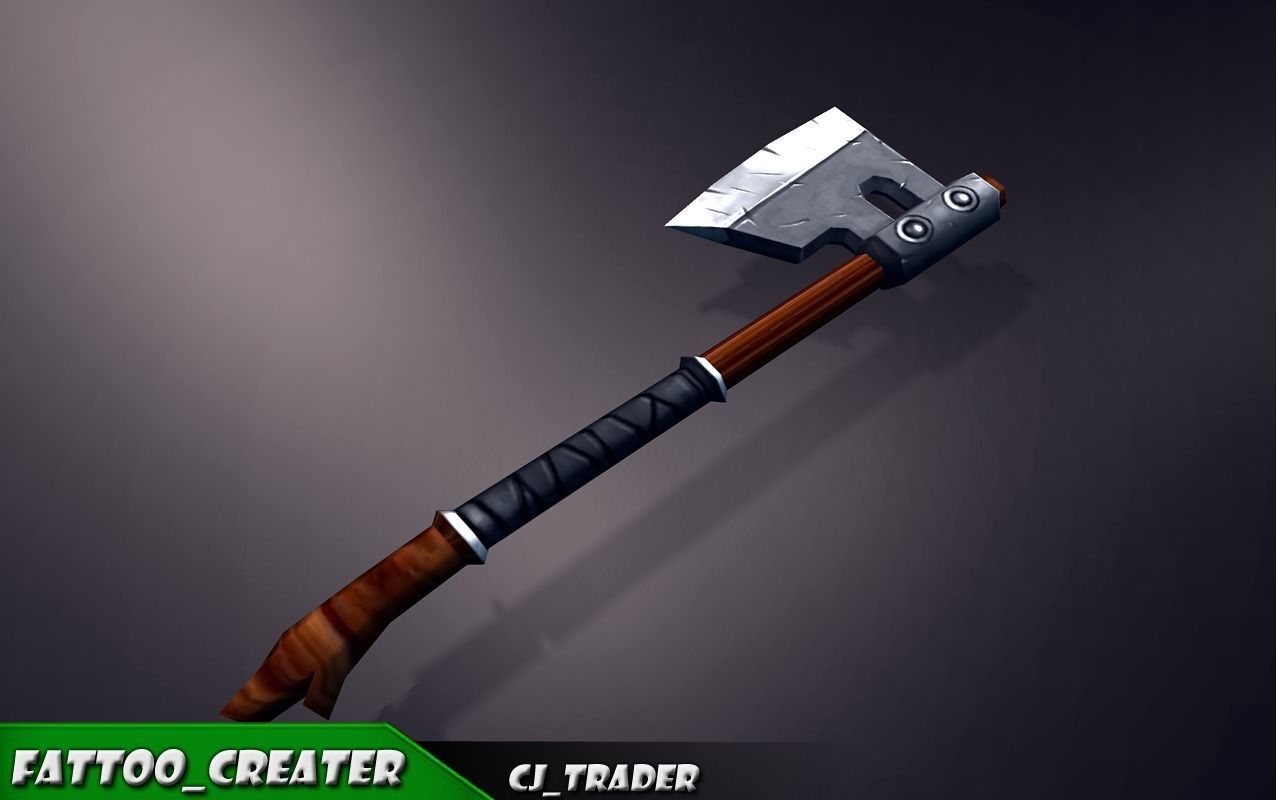 Fantasy modern axe low-poly 3d model Low-poly 3D model_2