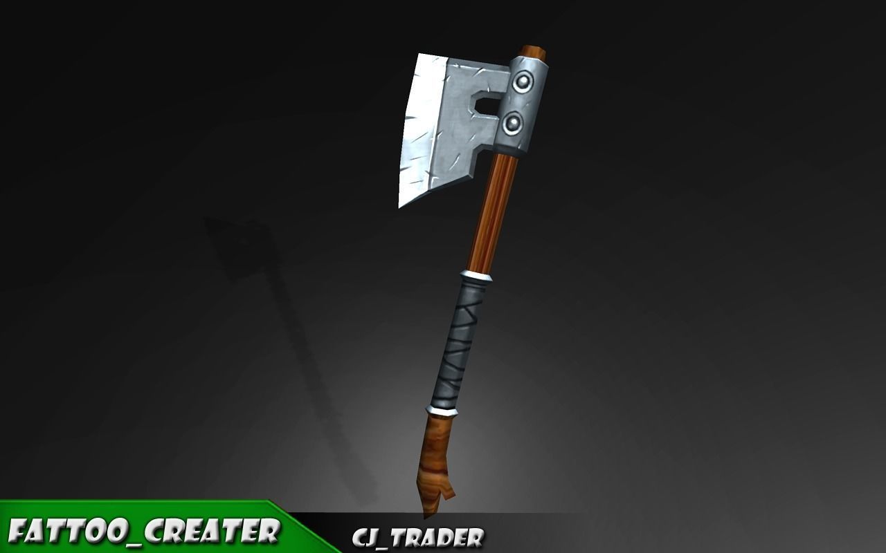 Fantasy modern axe low-poly 3d model Low-poly 3D model_4