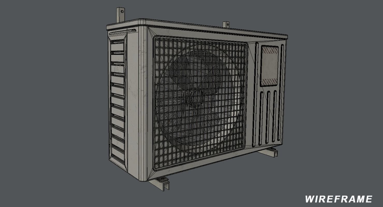 External air conditioner Low-poly 3D model_5