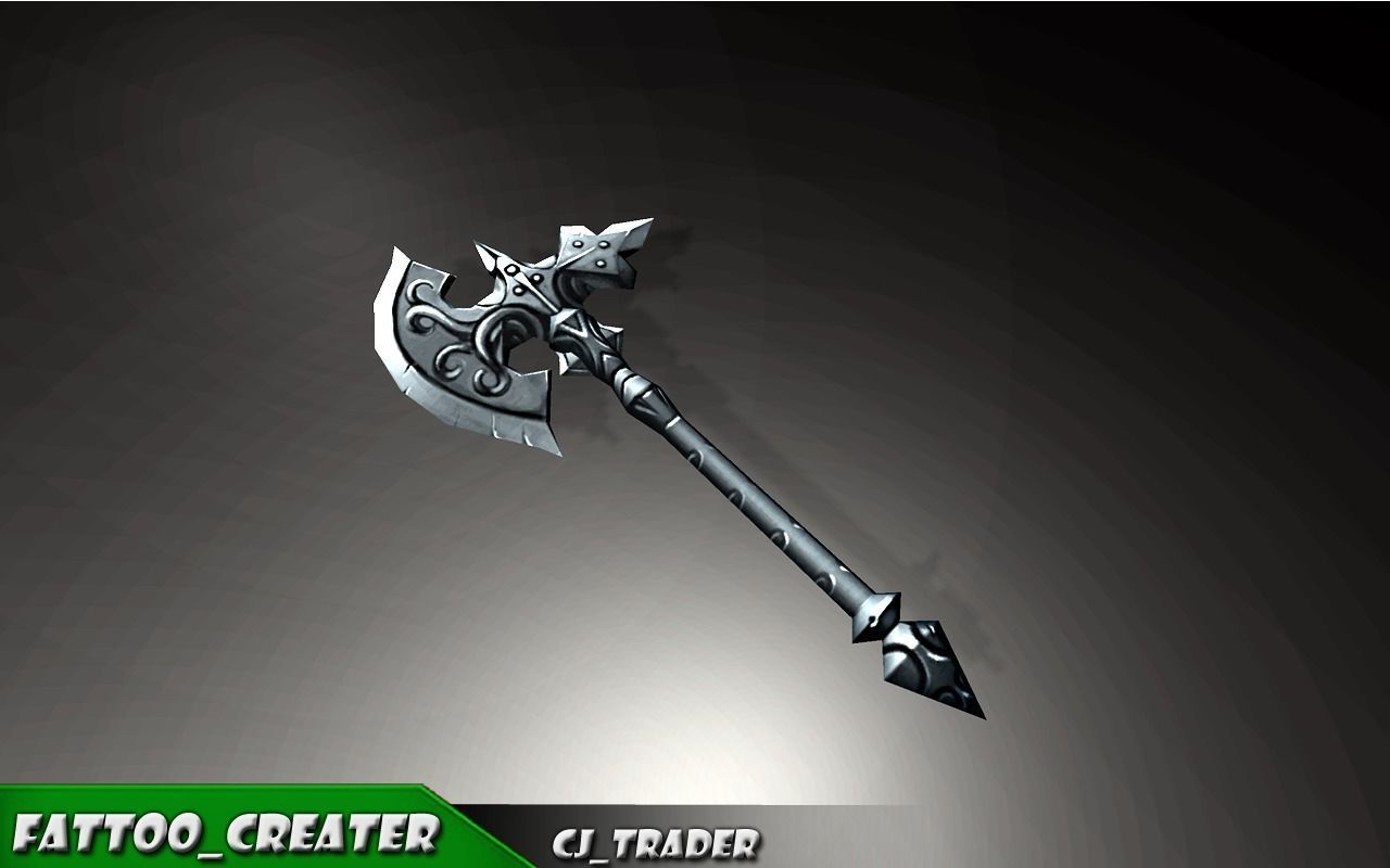 Magic Spell Axe Fantasy Axe Low-Poly 3D Model Low-poly 3D model_1