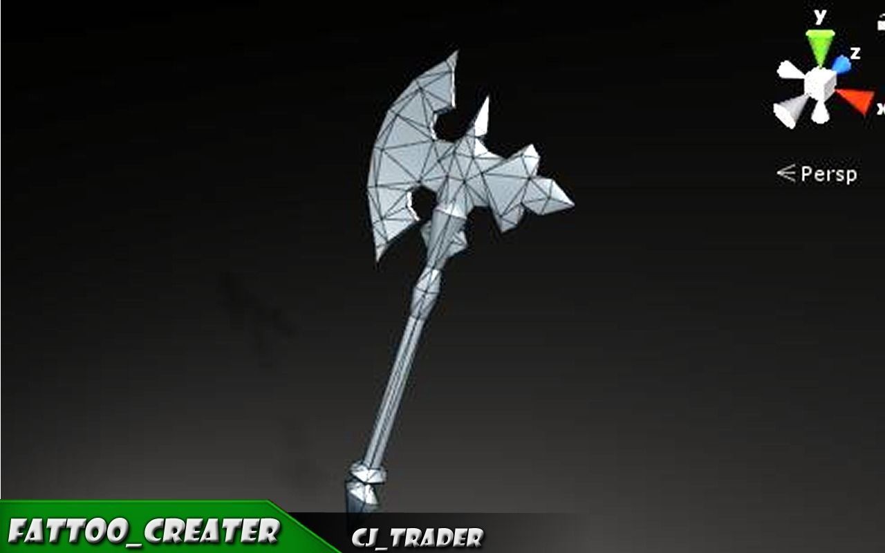 Magic Spell Axe Fantasy Axe Low-Poly 3D Model Low-poly 3D model_7