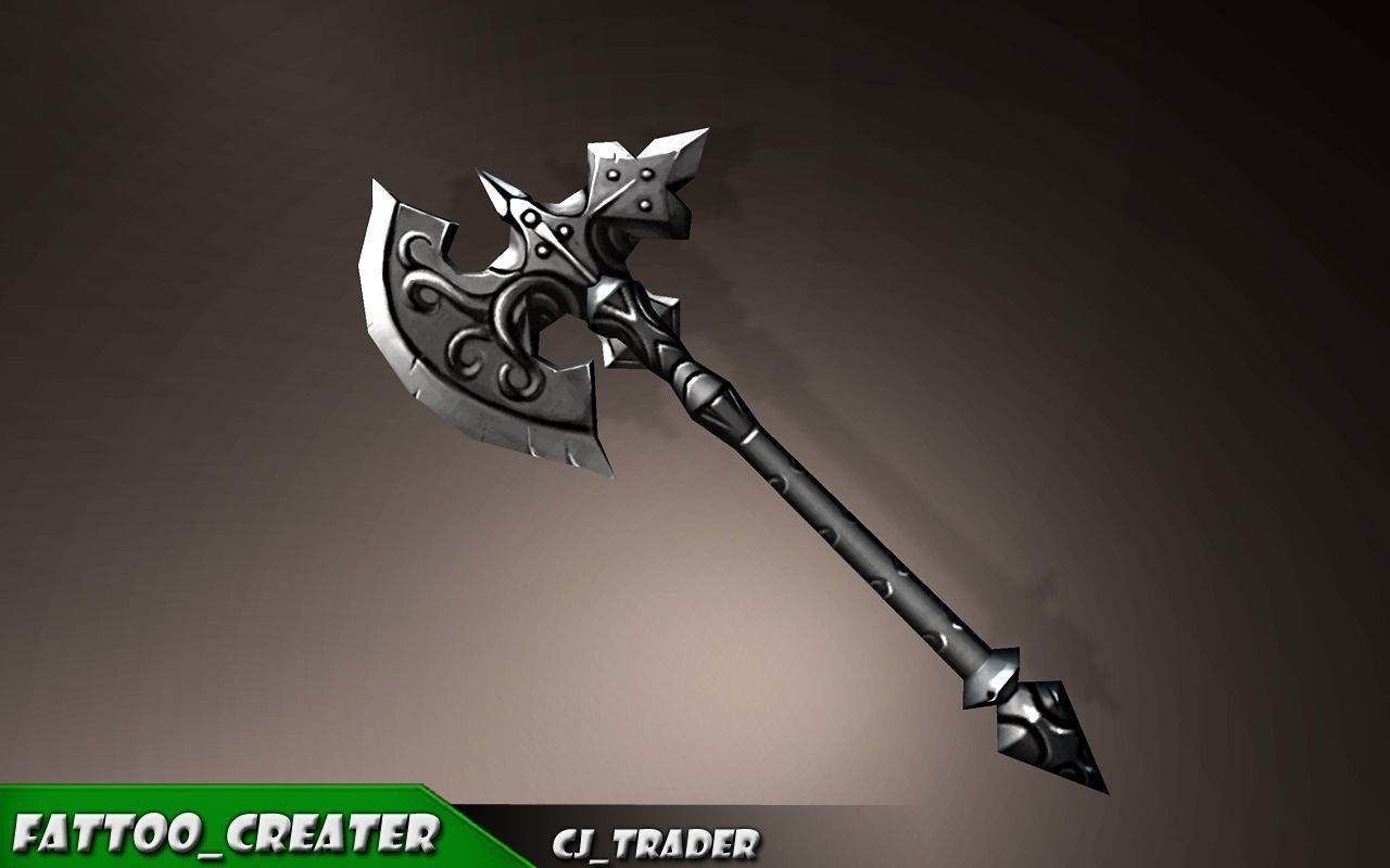 Magic Spell Axe Fantasy Axe Low-Poly 3D Model Low-poly 3D model_5