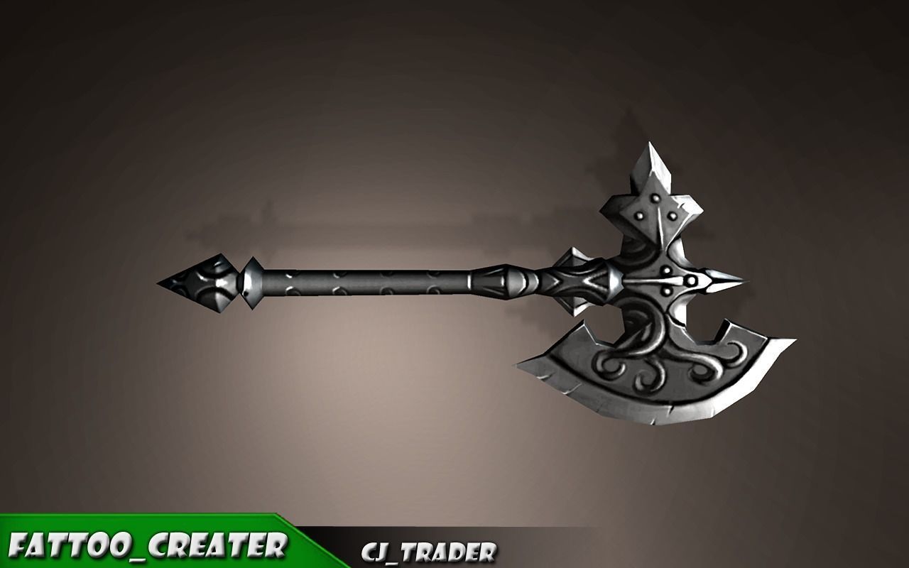 Magic Spell Axe Fantasy Axe Low-Poly 3D Model Low-poly 3D model_3