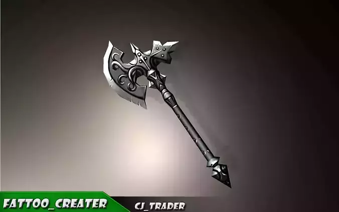 Magic Spell Axe Fantasy Axe Low-Poly 3D Model Low-poly 3D model