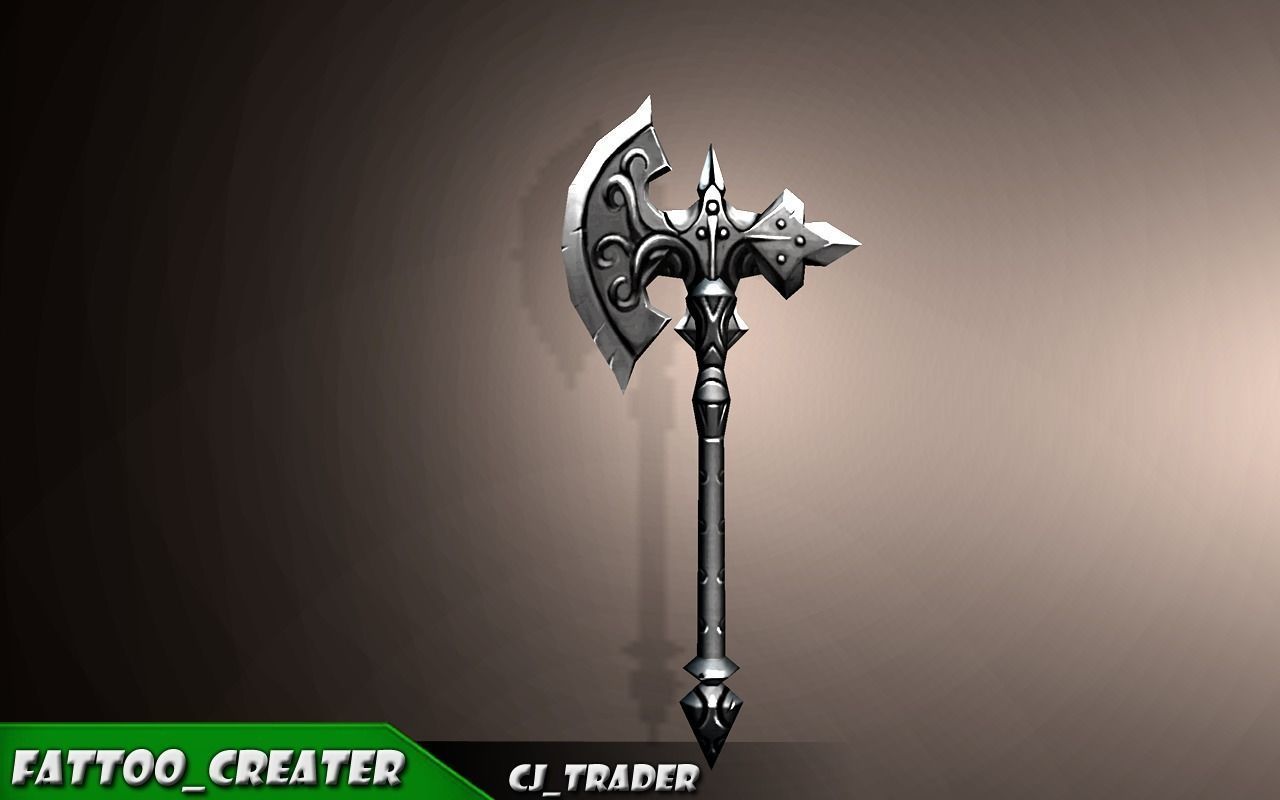 Magic Spell Axe Fantasy Axe Low-Poly 3D Model Low-poly 3D model_2
