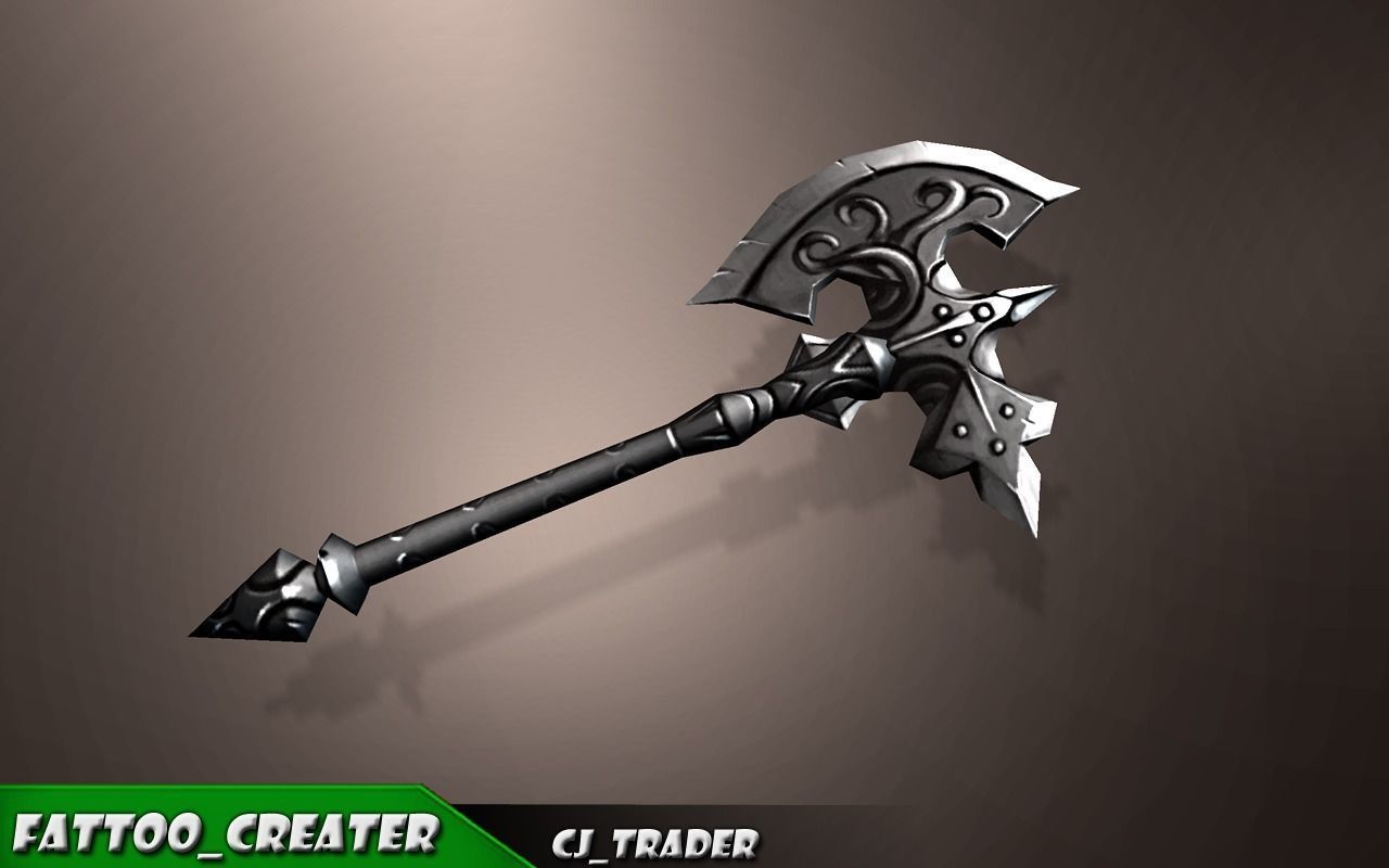 Magic Spell Axe Fantasy Axe Low-Poly 3D Model Low-poly 3D model_4