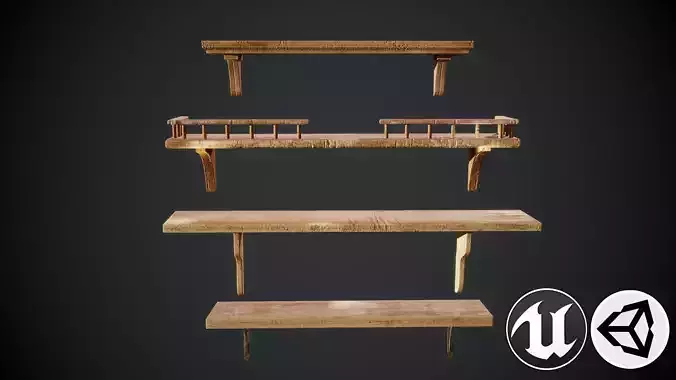 Shelfes wooden bench