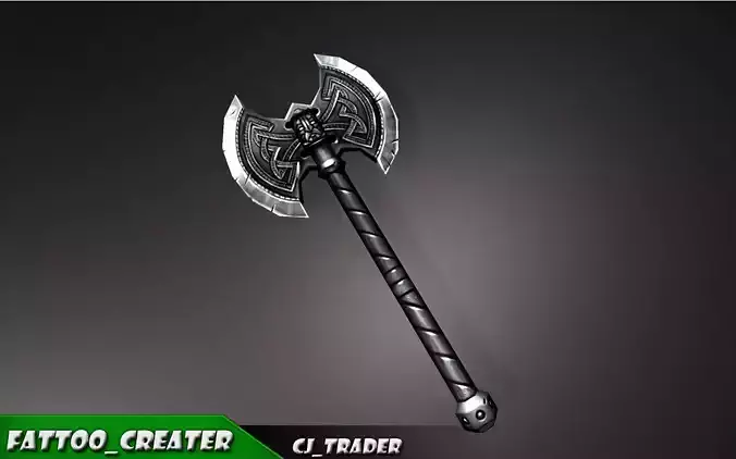 Modern Fantasy Battle Axe Low-Poly 3D Model Low-poly 3D model