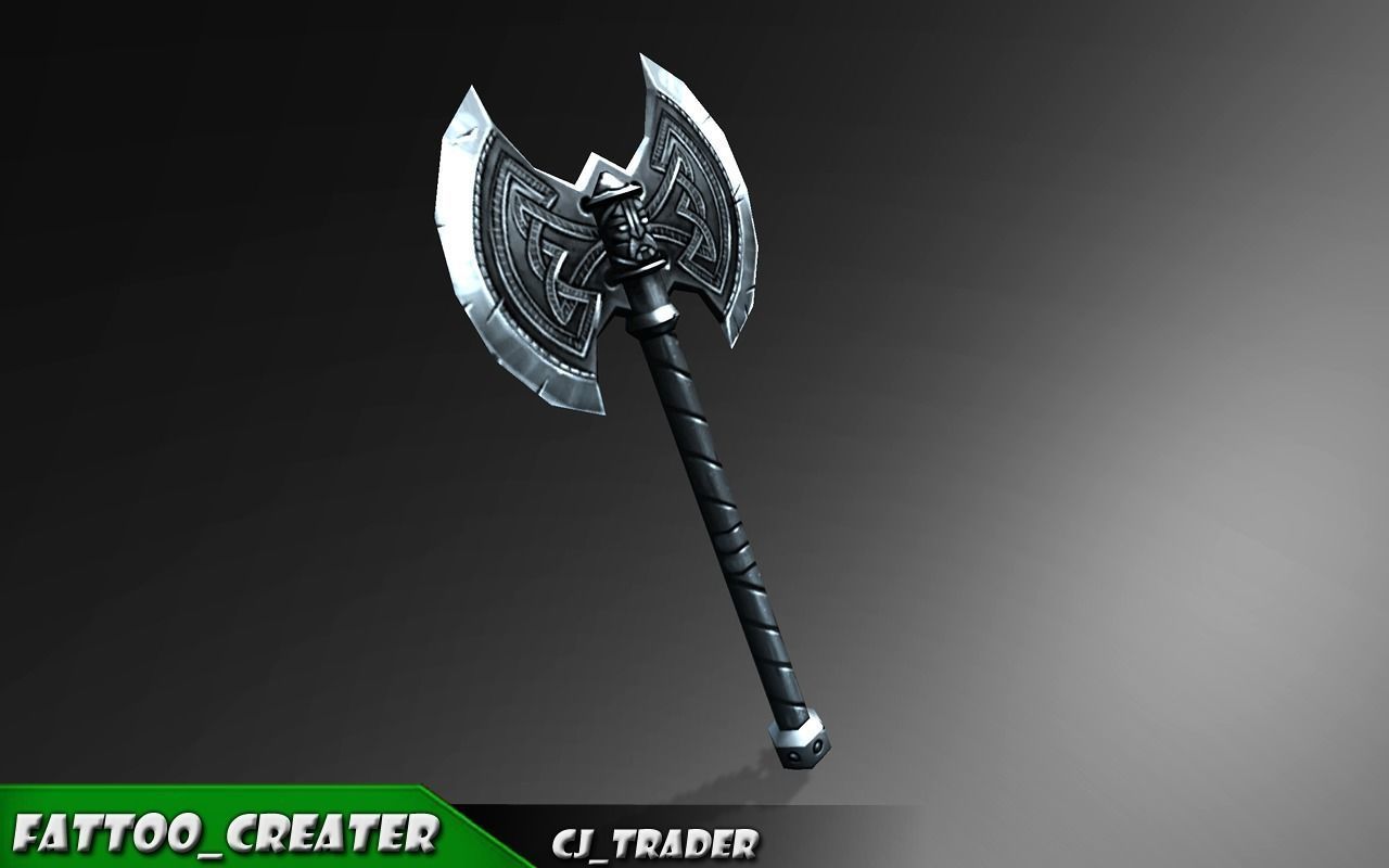 Modern Fantasy Battle Axe Low-Poly 3D Model Low-poly 3D model_4