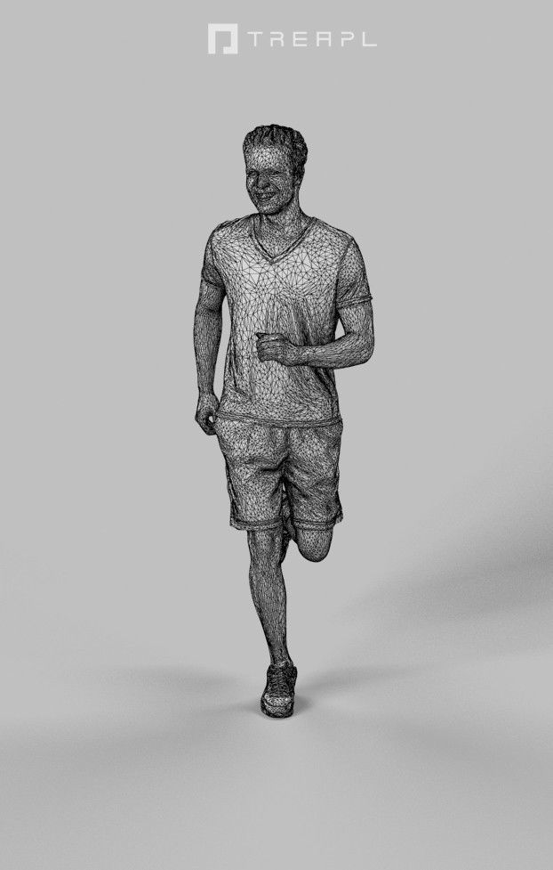 4x MAN PLAYING FOOTBALL SOCCER SCANNED 3D Model Collection_6