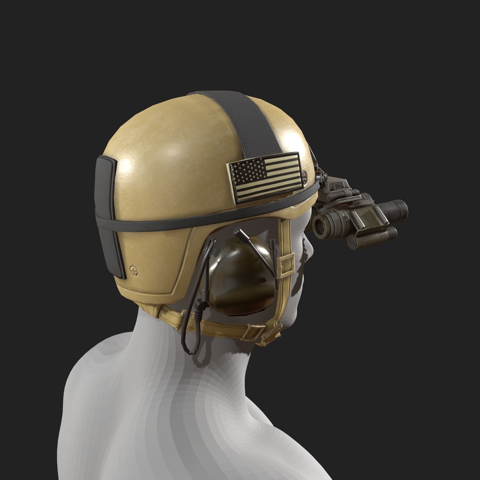 Helmet military Scifi low poly  Low-poly 3D model_5