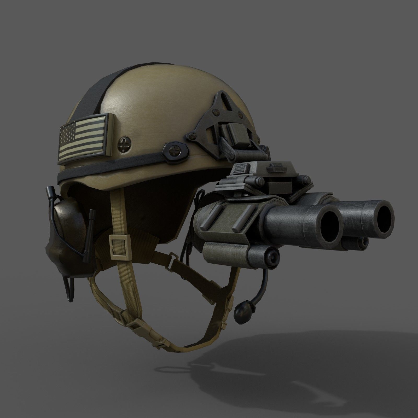 Helmet military Scifi low poly  Low-poly 3D model_1
