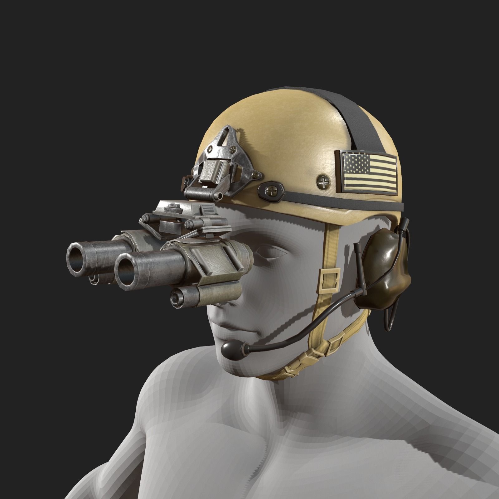 Helmet military Scifi low poly  Low-poly 3D model_4