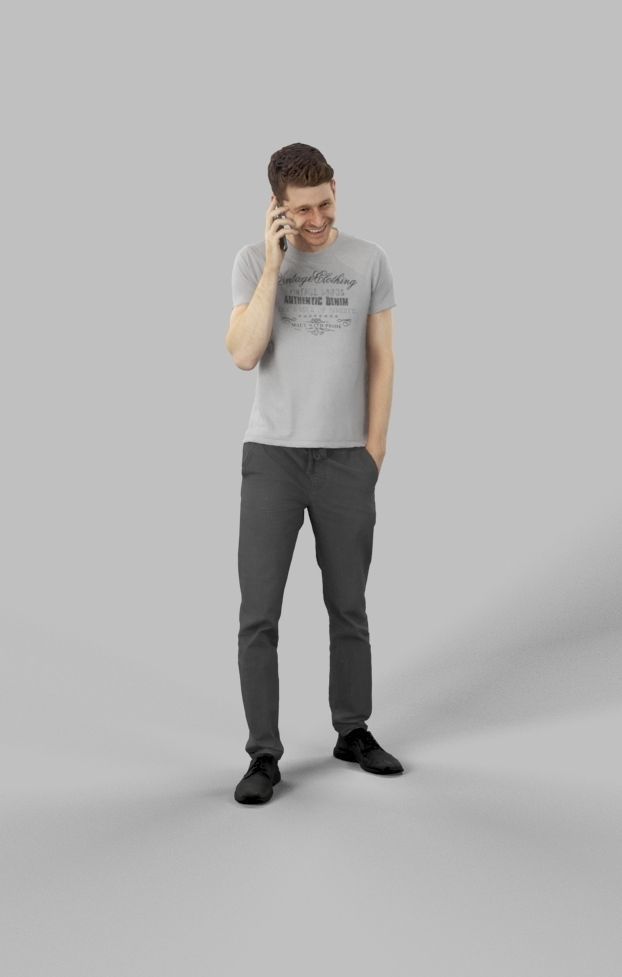 5x MAN PHONE CASUAL CELL MOBILE I-PHONE MEN PEOPLE SCANNED 3D Model Collection_34