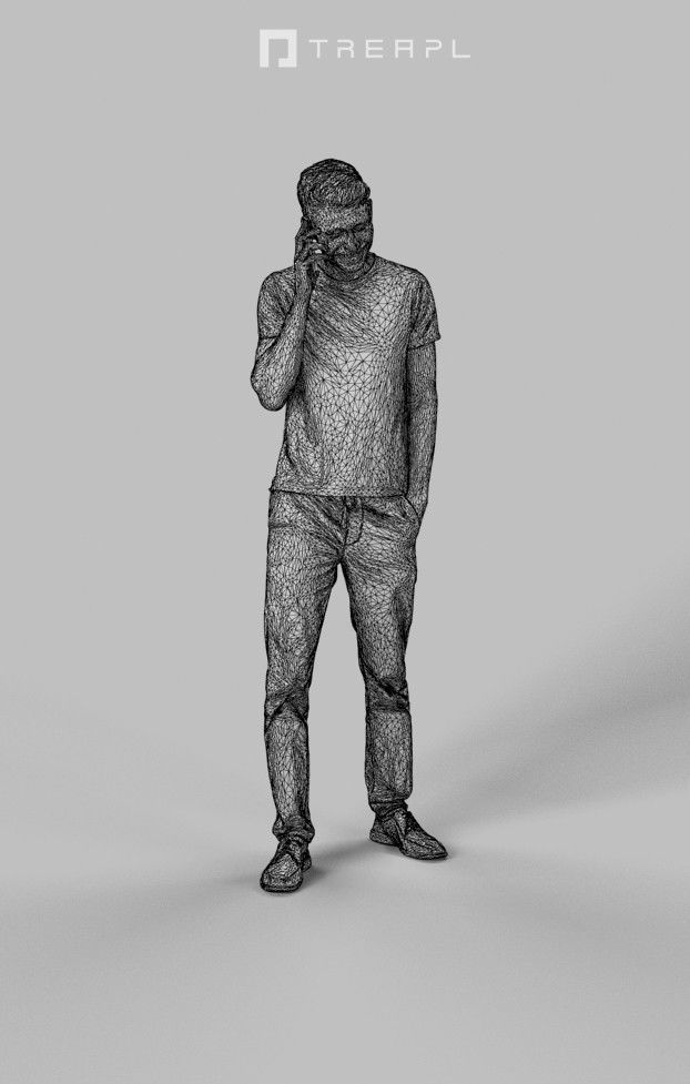 5x MAN PHONE CASUAL CELL MOBILE I-PHONE MEN PEOPLE SCANNED 3D Model Collection_31