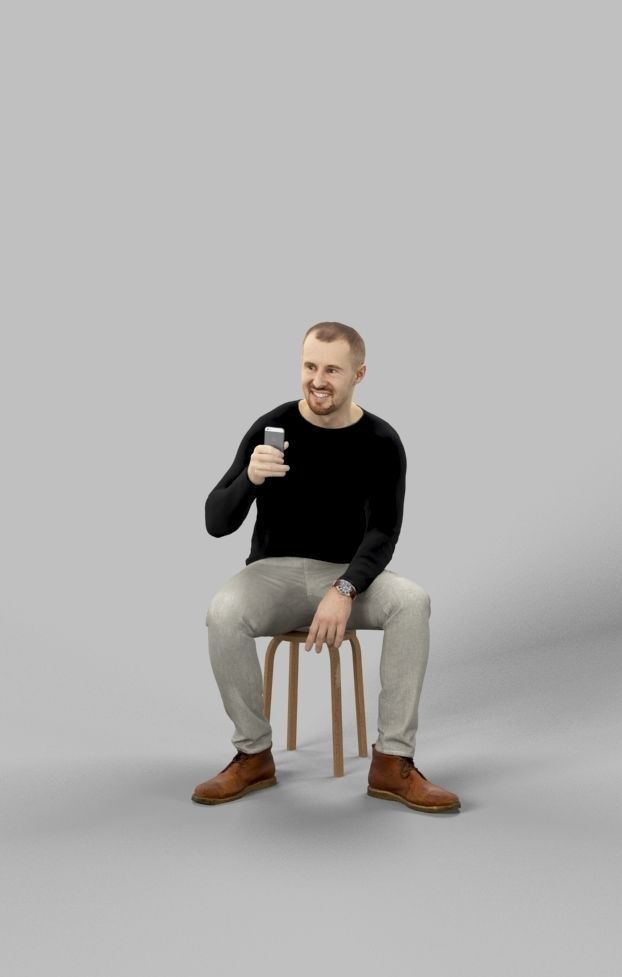 5x MAN PHONE CASUAL CELL MOBILE I-PHONE MEN PEOPLE SCANNED 3D Model Collection_17