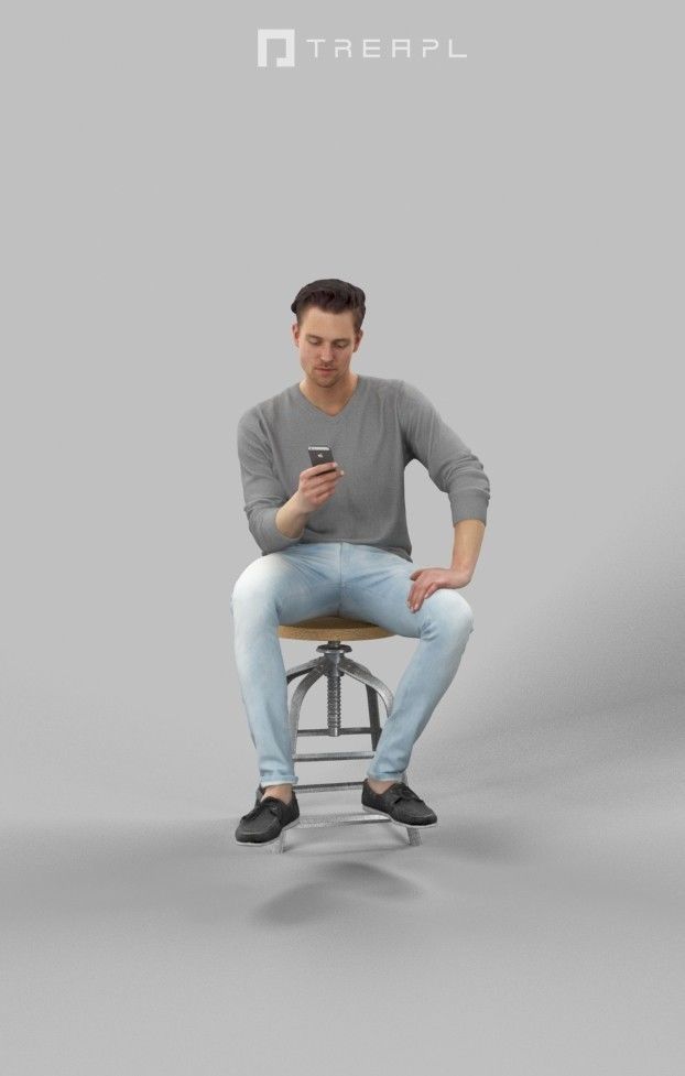 5x MAN PHONE CASUAL CELL MOBILE I-PHONE MEN PEOPLE SCANNED 3D Model Collection_1