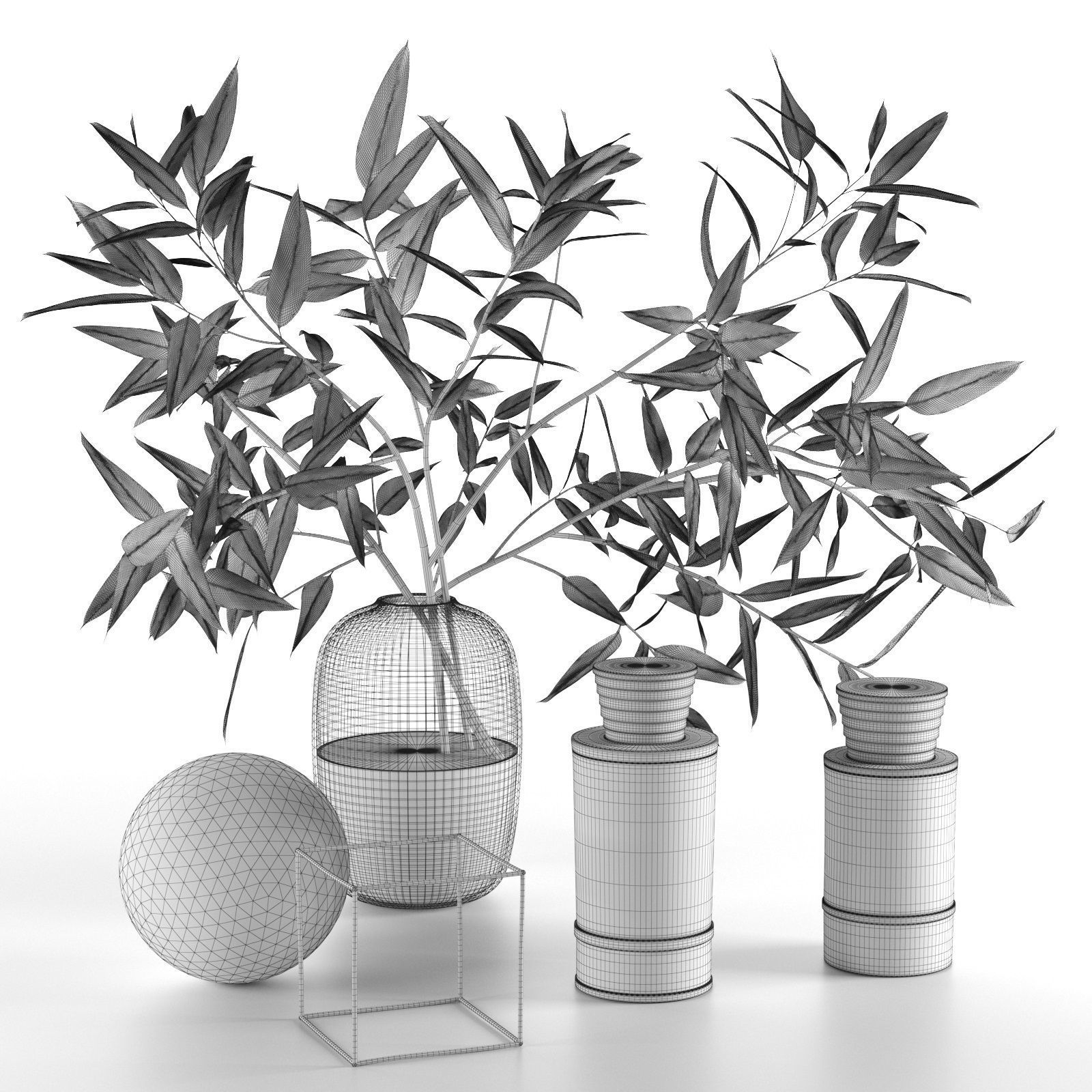 Eucalyptus with Decorative Objects 3D model_3