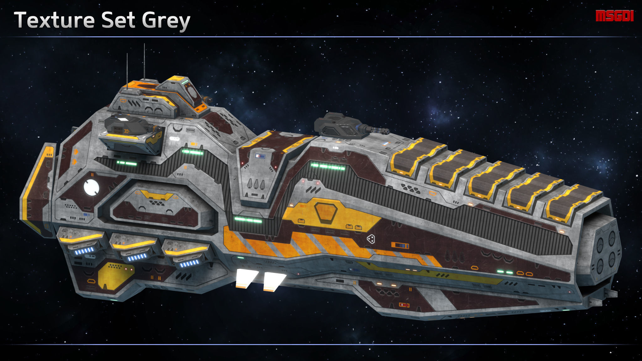 Spaceship Frigate Legend Low-poly 3D model_7