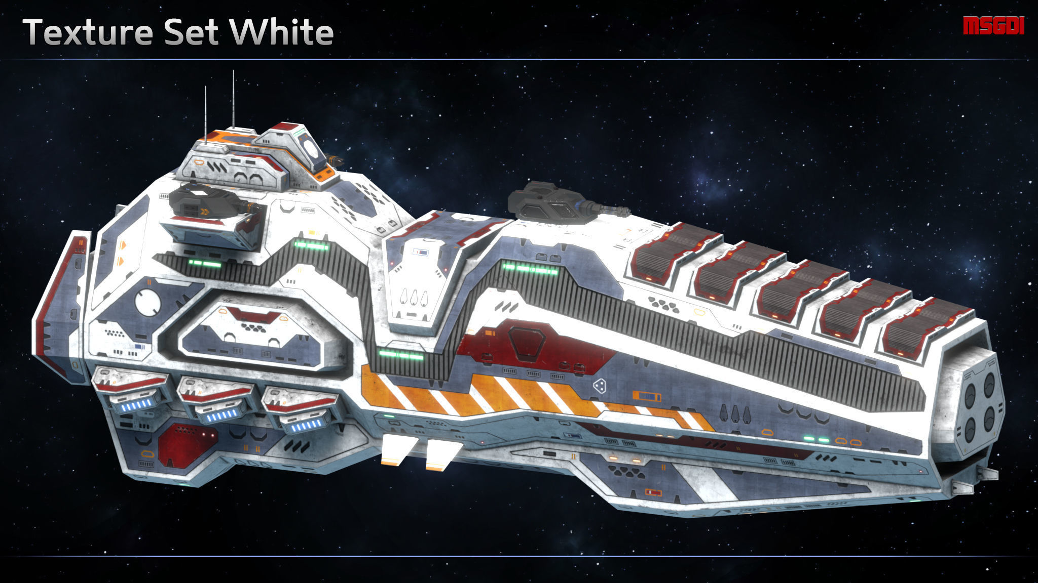 Spaceship Frigate Legend Low-poly 3D model_9