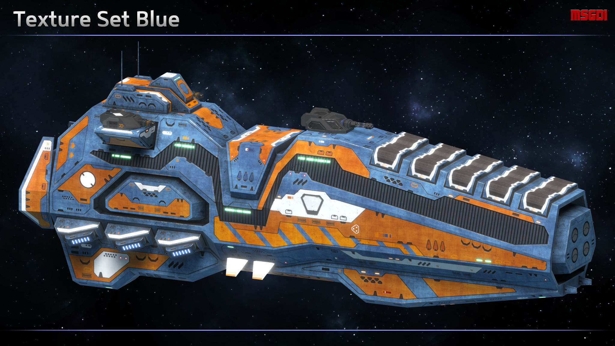 Spaceship Frigate Legend Low-poly 3D model_6