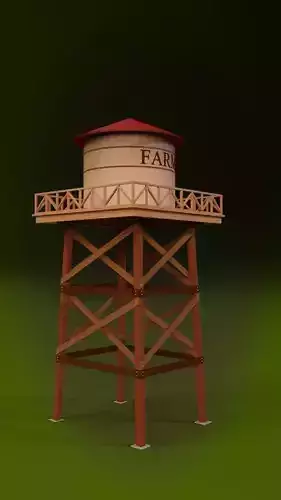 Cartoon Water Tower 3D model