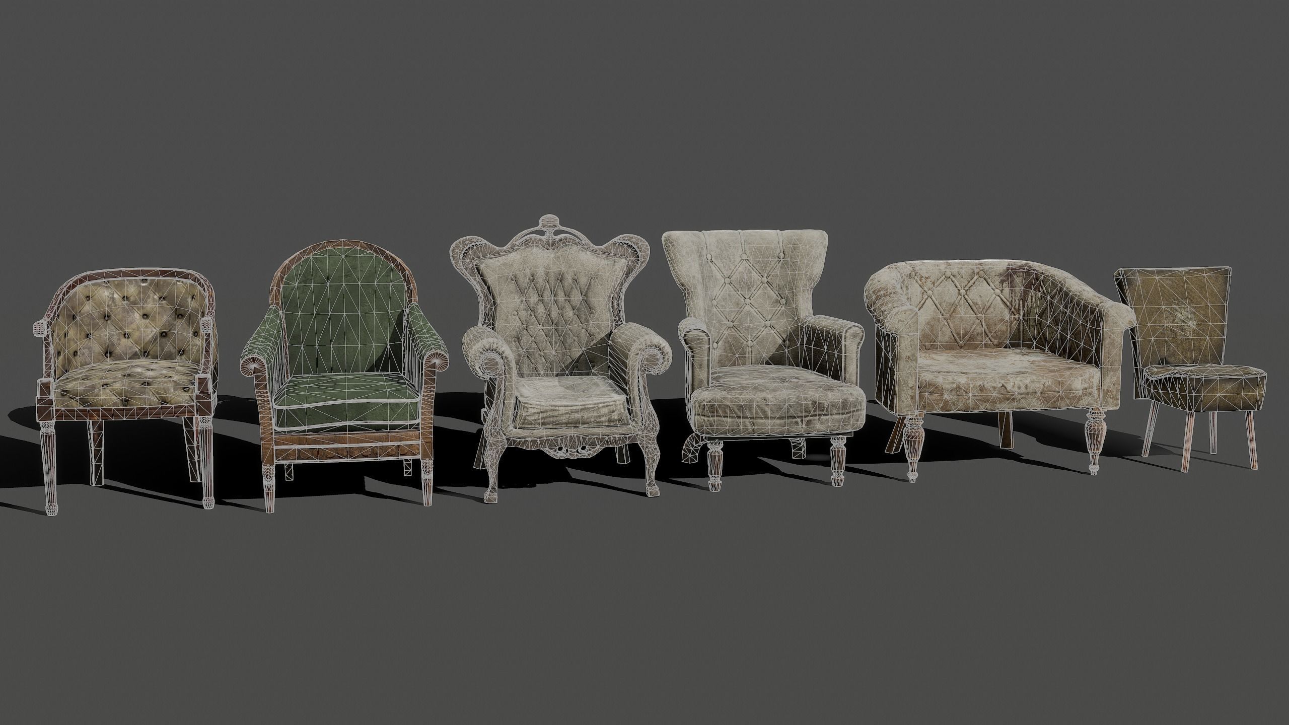 Armchairs Kit Low-poly 3D model_1