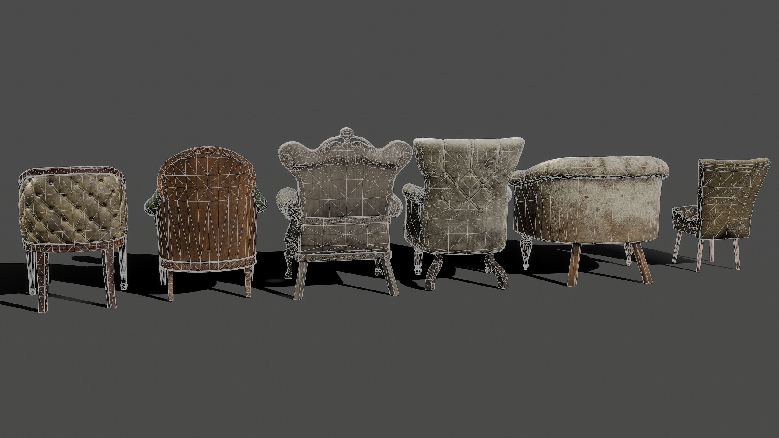 Armchairs Kit Low-poly 3D model_3