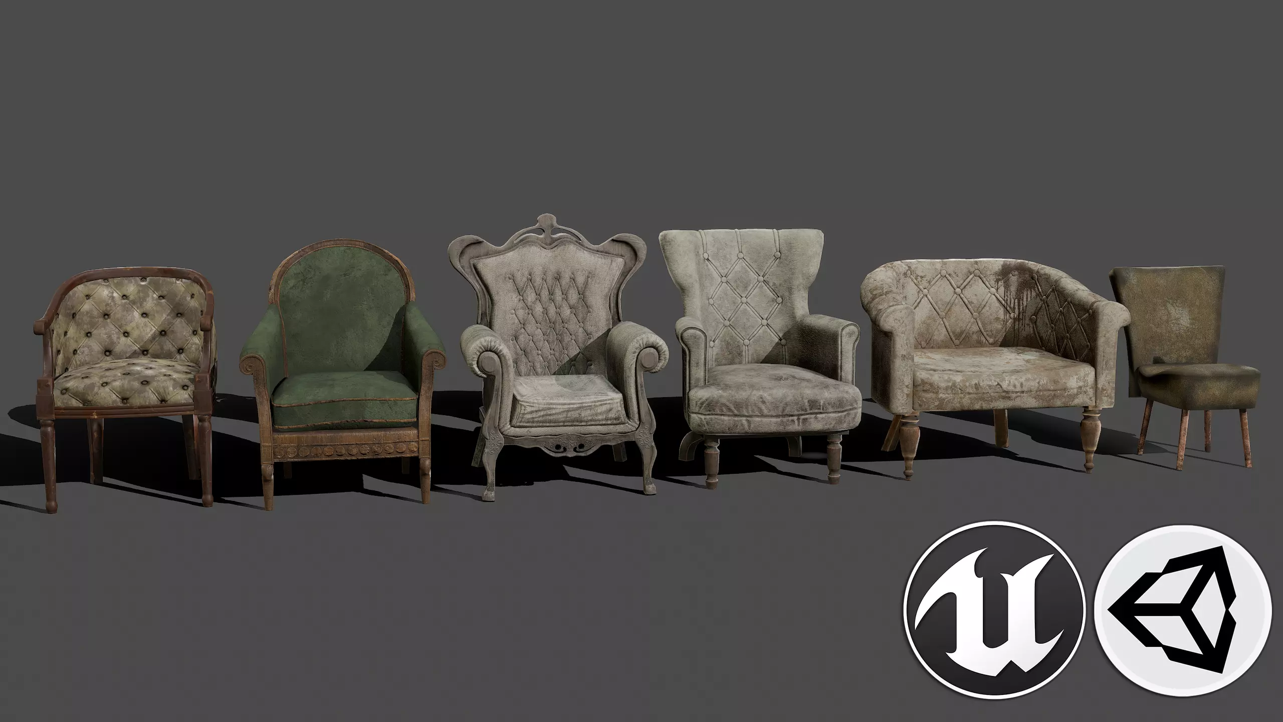 Armchairs Kit Low-poly 3D model_0