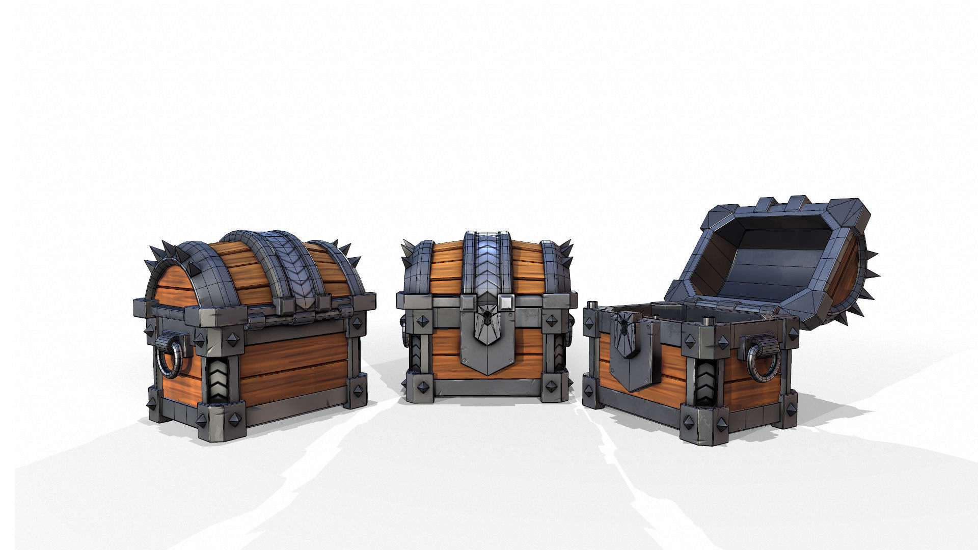 Sturdy Toon Reinforced Treasure Chest - PBR Low-poly 3D model_3